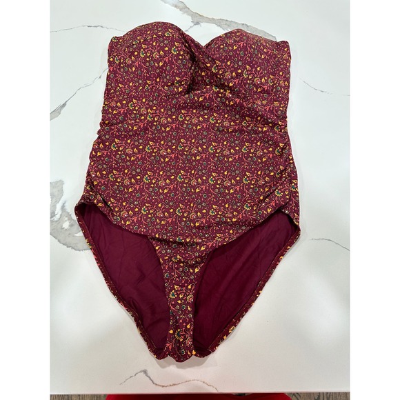 Ann Taylor LOFT Beach Floral Print One Piece Swimsuit Strapless Size 16 - Picture 1 of 4